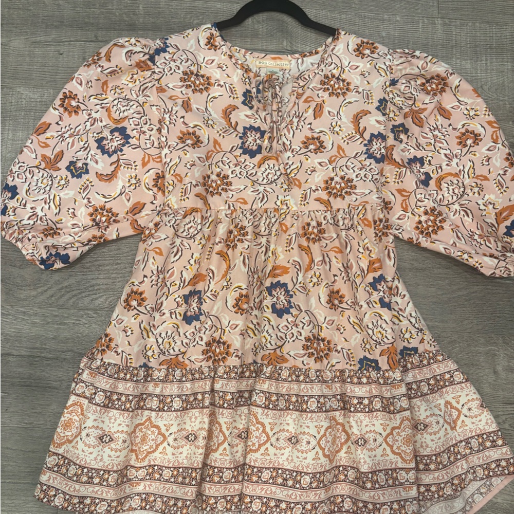 Floral Puff-Sleeve B.O.G Dress in Blush
